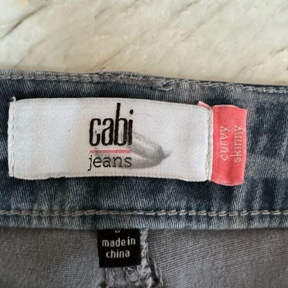 Cabi Jeans Navy Gray Grid curvy Skinny Denim Jeans size 8 cotton stretch - Picture 3 of 8